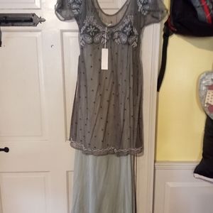 Vintage Nataya  Silver Layered Dress. Med